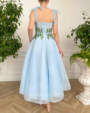 vigocouture-Light Blue Net Spaghetti Strap Maxi Dress Beaded Prom Dress 20981-Prom Dresses-vigocouture-