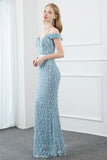vigocouture-Light Blue Off the Shoulder 3D Flower Prom Dress 20781-Prom Dresses-vigocouture-