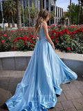 vigocouture-Light Blue Prom Dresses Satin A-Line Evening Dress 21731-Prom Dresses-vigocouture-Light Blue-US2-