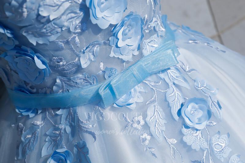 vigocouture-Light Blue Quinceañera Dresses Lace Applique Ball Gown 20447-Prom Dresses-vigocouture-
