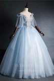 vigocouture-Light Blue Quinceañera Dresses Lace Applique Ball Gown 20470-Prom Dresses-vigocouture-Light Blue-Custom Size-