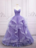 vigocouture-Light Blue Ruffle Tiered Prom Dresses Spaghetti Strap Sparkly Tulle Evening Dress 21789-Prom Dresses-vigocouture-Lavender-US2-
