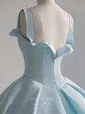 vigocouture-Light Blue Satin Prom Dresses Wide Strap Formal Gown 21043-Prom Dresses-vigocouture-