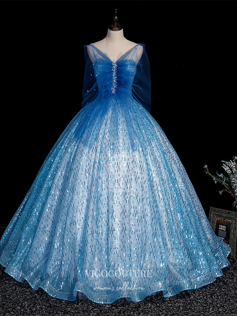 vigocouture-Light Blue Sequin Quinceanera Dresses Sparkly Tulle Princess Dresses 21414-Prom Dresses-vigocouture-