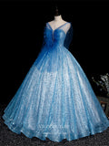 vigocouture-Light Blue Sequin Quinceanera Dresses Sparkly Tulle Princess Dresses 21414-Prom Dresses-vigocouture-Light Blue-Custom Size-