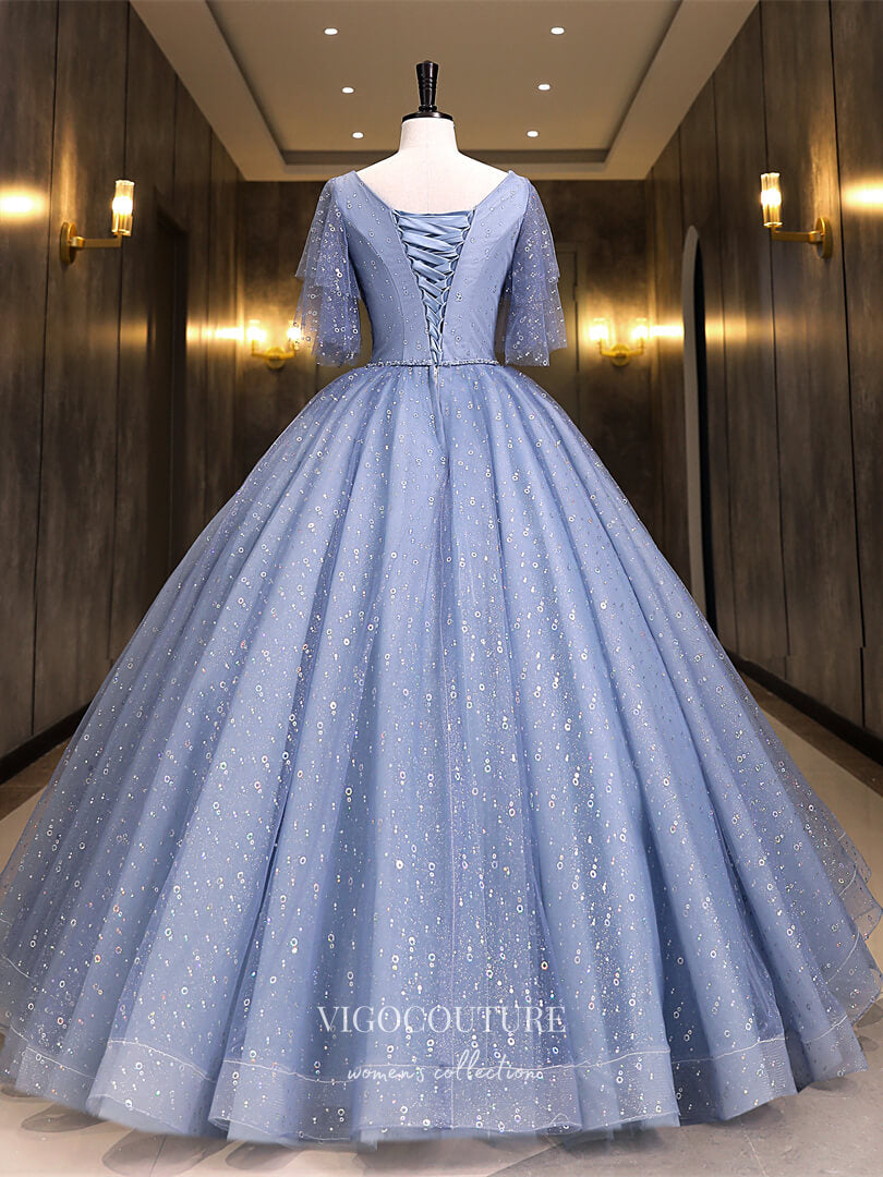 vigocouture-Light Blue Sequin Quinceanera Dresses Sparkly Tulle Sweet 16 Dresses 21420-Prom Dresses-vigocouture-