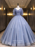 vigocouture-Light Blue Sequin Quinceanera Dresses Sparkly Tulle Sweet 16 Dresses 21420-Prom Dresses-vigocouture-Light Blue-Custom Size-