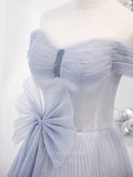 vigocouture-Light Blue Sparkly Lace Off the Shoulder Prom Dress 20899-Prom Dresses-vigocouture-
