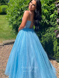Light Blue Sparkly Lace Prom Dresses Spaghetti Strap Formal Gown 21833-Prom Dresses-vigocouture-Light Blue-US2-vigocouture