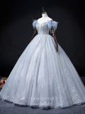 vigocouture-Light Blue Sparkly Tulle Prom Dresses Beaded Princess Dresses 21358-Prom Dresses-vigocouture-