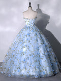 Light Blue Strapless Floral Tulle Quinceanera Dress 22322-Prom Dresses-vigocouture-Light Blue-Custom Size-vigocouture