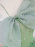 vigocouture-Light Green Bow-Tie Prom Dresses Tea-Length Formal Dresses 21157-Prom Dresses-vigocouture-