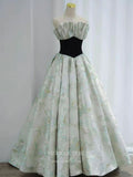 Light Green Jacquard Prom Dresses Strapless Formal Dresses 21023