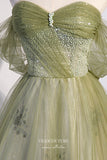 vigocouture-Light Green Sparkly Tulle Formal Dress Off the Shoulder A-Line Prom Dresses 21674-Prom Dresses-vigocouture-