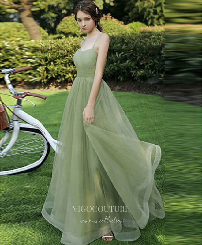 modstand Agnes Gray Tom Audreath Light Green Tulle Prom Dresses Spaghetti Strap Evening Dress 21818 –  vigocouture