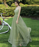 Light Green Tulle Prom Dresses Spaghetti Strap Evening Dress 21818-Prom Dresses-vigocouture-Light Green-US2-vigocouture