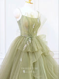 vigocouture-Light Green Tulle Prom Dresses Spaghetti Strap Formal Dresses 21182-Prom Dresses-vigocouture-