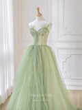 vigocouture-Light Green Tulle Prom Dresses Strapless Formal Dresses 21153-Prom Dresses-vigocouture-