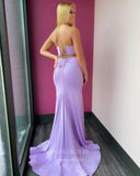 Lilac Mermaid Satin Prom Dresses Strapless Evening Dress 21949-Prom Dresses-vigocouture-Lilac-US2-vigocouture