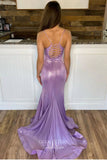 Lilac Sparkly Satin Prom Dresses Spaghetti Strap Mermaid Formal Dress 21909-Prom Dresses-vigocouture-Lilac-US2-vigocouture