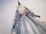 vigocouture-Long Sleeve Quinceanera Dresses 3D Floral Sweet 15 Dresses 21430-Prom Dresses-vigocouture-