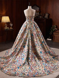 Luxury Strapless Ball Gown with Multicolored Sequin Floral Lace 22358-Prom Dresses-vigocouture-Blue-Custom Size-vigocouture