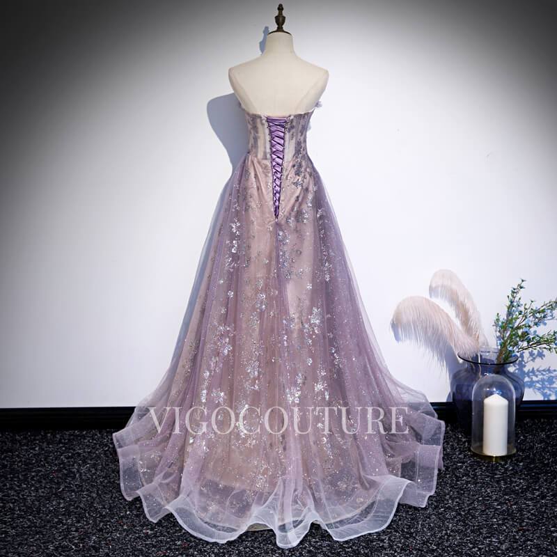 vigocouture-Mauve Prom Dress 2022 Strapless Prom Gown-Prom Dresses-vigocouture-