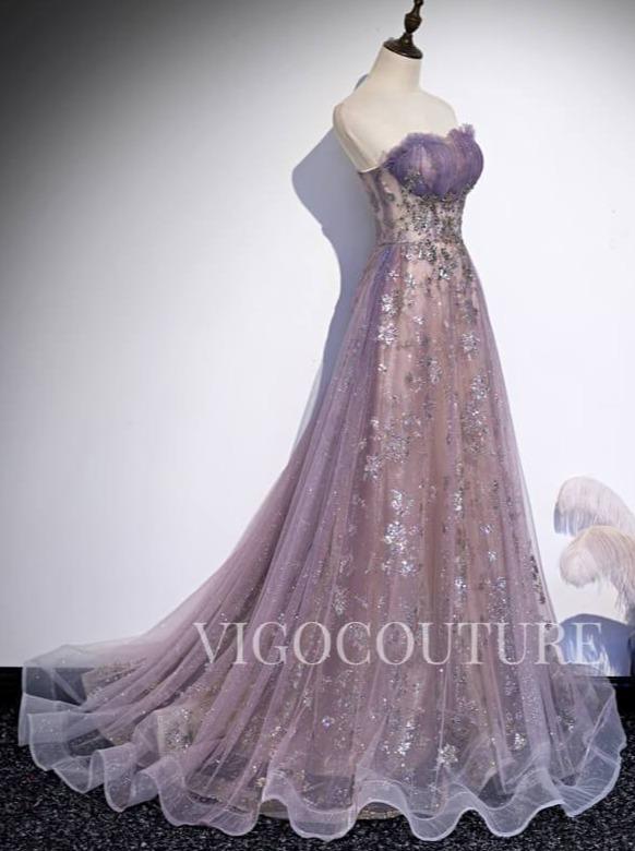 vigocouture-Mauve Prom Dress 2022 Strapless Prom Gown-Prom Dresses-vigocouture-Mauve-US2-