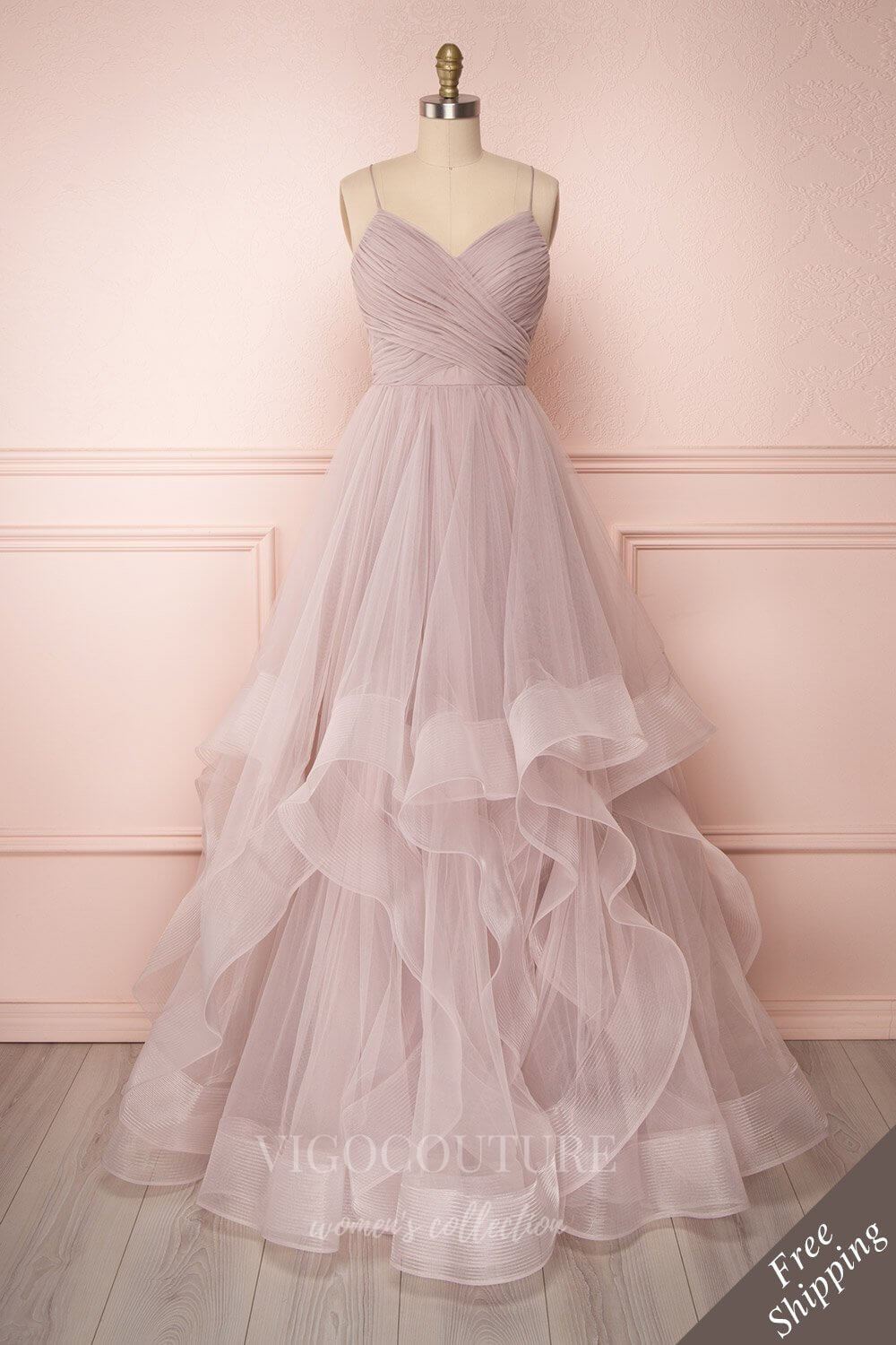 vigocouture-Mauve Spaghetti Strap Prom Dress 20583-Prom Dresses-vigocouture-Mauve-US2-