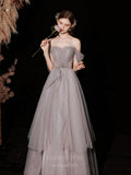 vigocouture-Mauve Strapless Tulle Beaded Prom Dress 20745-Prom Dresses-vigocouture-Mauve-US2-