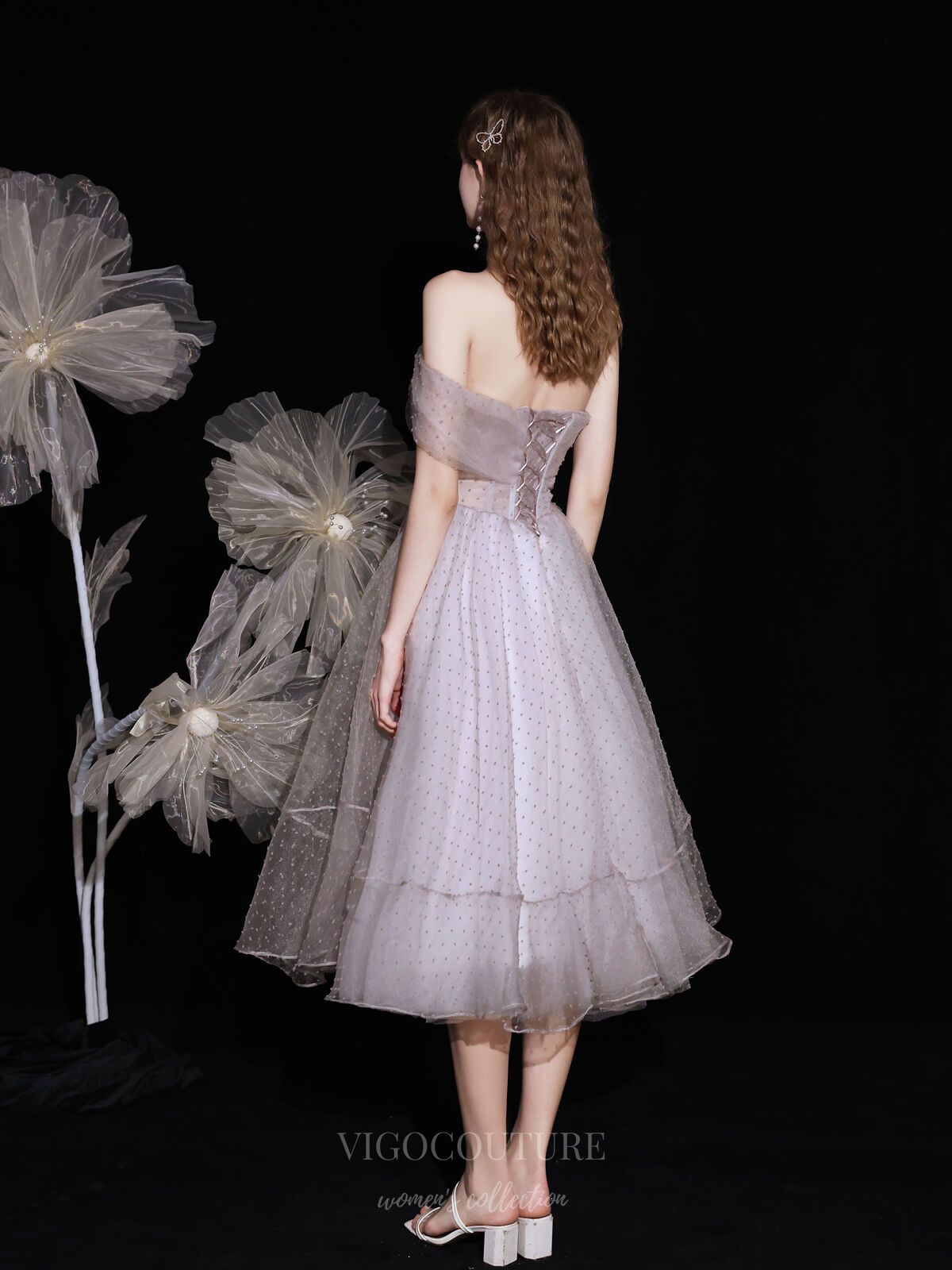 vigocouture-Mauve Strapless Tulle Prom Dress 20722-Prom Dresses-vigocouture-