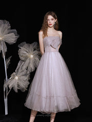 Mauve Strapless Tulle Prom Dress 20722