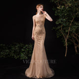 vigocouture-Mermaid Beaded Prom Dresses 20118-Prom Dresses-vigocouture-Champagne-US2-