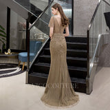 vigocouture-Mermaid Boatneck Beaded Prom Dresses 20007-Prom Dresses-vigocouture-