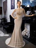 vigocouture-Mermaid Formal Dresses Beaded Evening Dresses-Prom Dresses-vigocouture-Taupe-US2-