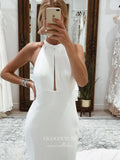 vigocouture-Mermaid Satin Wedding Dresses Halter Neck Bridal Dresses W0076-Wedding Dresses-vigocouture-