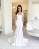 vigocouture-Mermaid Satin Wedding Dresses Square Neck Bridal Dresses W0089-Wedding Dresses-vigocouture-As Pictured-US2-