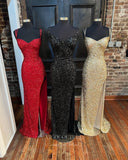 vigocouture-Mermaid Sequin Prom Dresses With Slit Spaghetti Strap Evening Dress 21796-Prom Dresses-vigocouture-