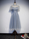 vigocouture-Mid-length Ruffled Prom Dresses A-line Prom Gown 20291-Prom Dresses-vigocouture-Dusty Blue-US2-