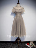 vigocouture-Mid-length Ruffled Prom Dresses A-line Prom Gown 20291-Prom Dresses-vigocouture-Taupe-US2-