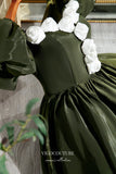 vigocouture-Mid Length Sparkly Satin Prom Dresses Puffed Sleeve Formal Dress 21671-Prom Dresses-vigocouture-