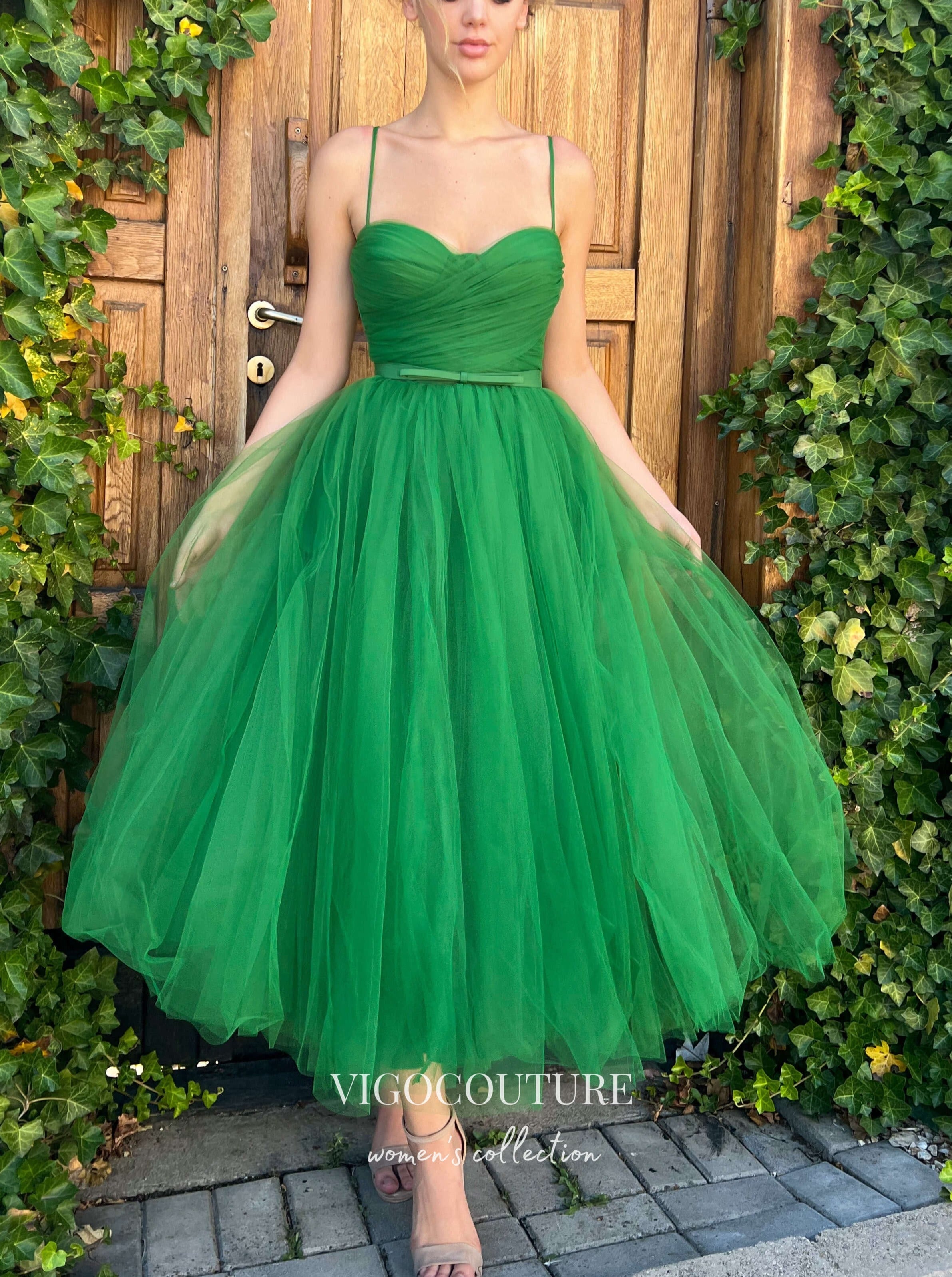 vigocouture-Midi Length Hoco Dresses Spaghetti Strap Homecoming Dresses hc226-Prom Dresses-vigocouture-Green-US0-