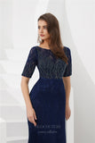 vigocouture-Navy Blue Mermaid Beaded Prom Dress 20281-Prom Dresses-vigocouture-