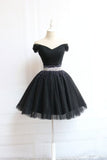 vigocouture-Off the Shoulder Homecoming Dress Beaded Hoco Dress hc002-Prom Dresses-vigocouture-