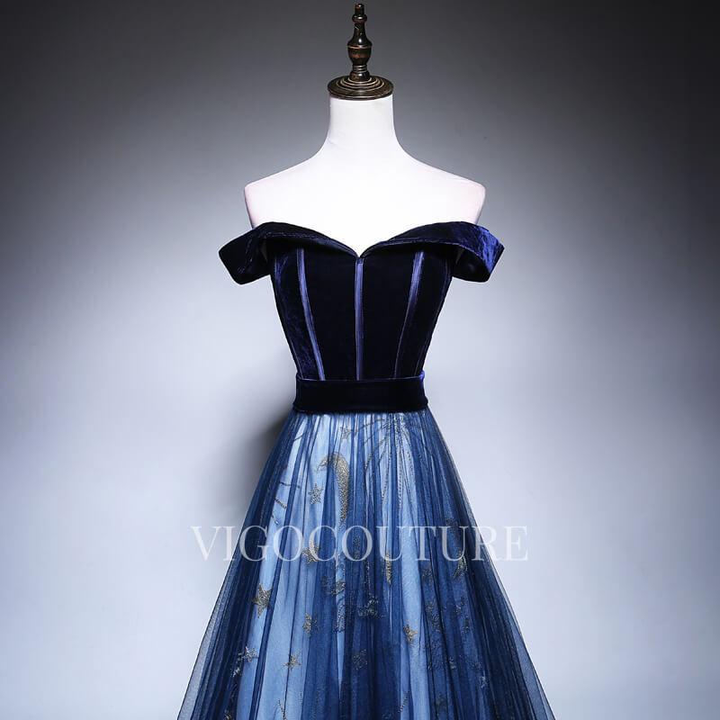 vigocouture-Off the Shoulder Prom Dresses A-line Lace Prom Gown 20272-Prom Dresses-vigocouture-