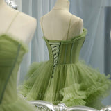 vigocouture-Olive Tiered Prom Dress 2022 Spaghetti Strap Formal Dress 20530-Prom Dresses-vigocouture-