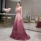 vigocouture-Ombre A-line Beaded Prom Dresses 20013-Prom Dresses-vigocouture-
