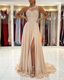 vigocouture-One Shoulder Chiffon Prom Dress 20831-Prom Dresses-vigocouture-Khaki-US2-