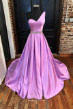 vigocouture-One Shoulder Formal Dresses Satin A-Line Prom Dresses 21596-Prom Dresses-vigocouture-Lavender-US2-