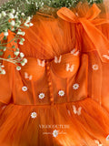 vigocouture-Orange 3D Floral Hoco Dresses Spaghetti Strap Maxi Dresses hc166-Prom Dresses-vigocouture-Orange-US2-